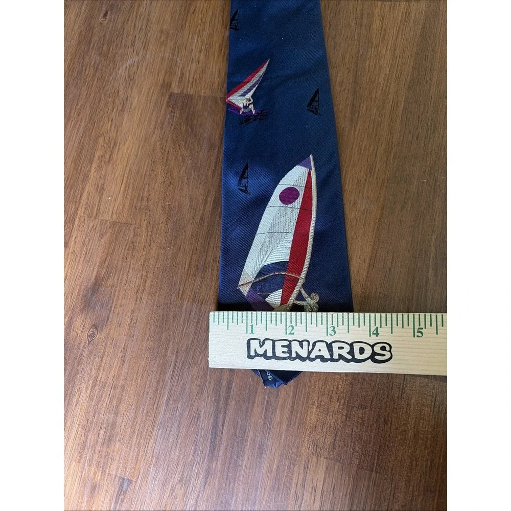 Vintage Polo Ralph Lauren Tie Blue Sailing Boats Sailboat Mens‎ 100% Silk Yact